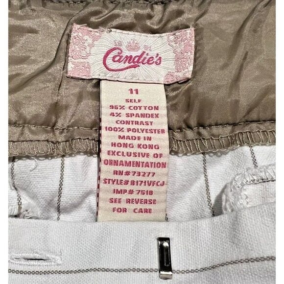 Y2K 90s Woman 11 Vintage CANDIES White Pinstriped Bermuda Shorts Emo Rock Grunge - Picture 5 of 6